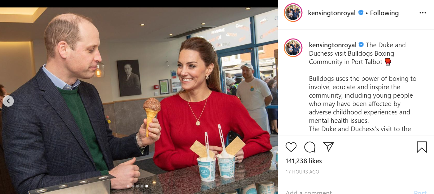 Уилям и Кейт опитаhа от сладоледа, с който е известно мястото сн. Инстаграм/ kensingtonroyal
