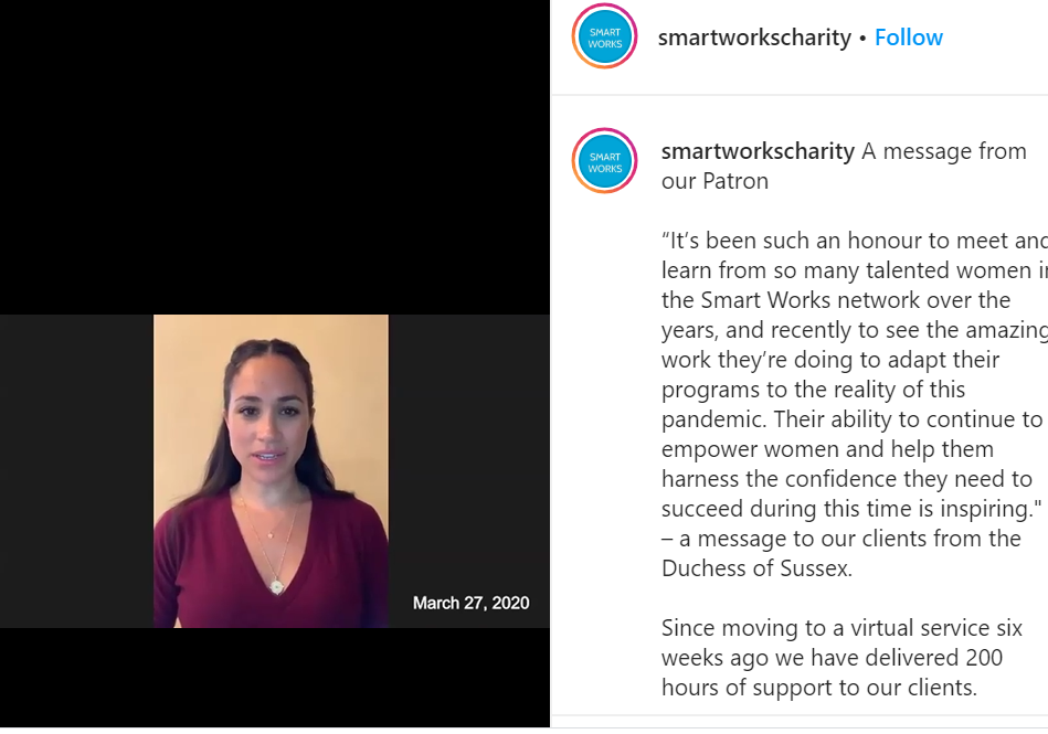 Херцогинята благодари на "SmartWorks", за "способността им да дават власт на жените" сн. Инстаграм