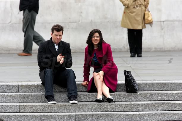america ferrera,playing 'ugly betty' visits london to start her own magazine and bumps into eric mabius in the final episode.trafalgar square.05/04/2010 © justin thomas-0044 7980 8225 credit:Eagle Eyes